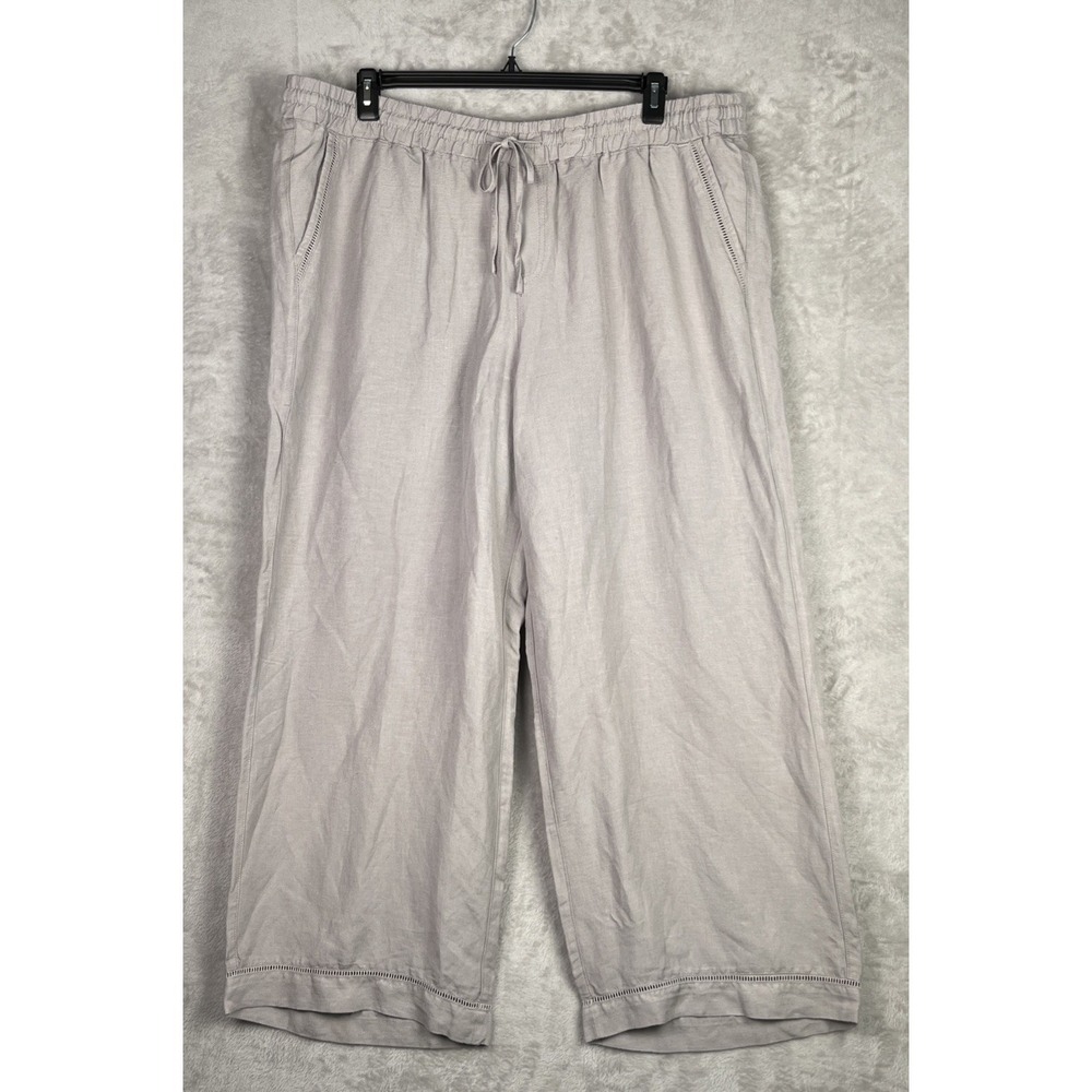 LANE BRYANT‎ Gray Linen Blend Lagenlook 18/20 Wide Leg Pull On Pants Plus NWT